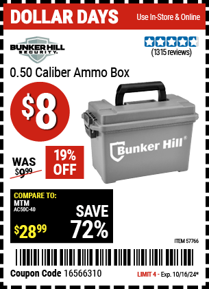 Harbor Freight Coupons, HF Coupons, 20% off - 0.50 Caliber Ammo Box