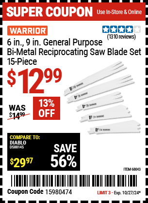 Harbor Freight Coupons, HF Coupons, 20% off - 15 Piece, 6