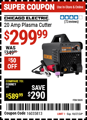 Harbor Freight Coupons, HF Coupons, 20% off - CHICAGO ELECTRIC WELDING 20A Plasma Cutter for $299.99