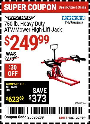 Harbor Freight Coupons, HF Coupons, 20% off - 750 Lb. High Lift Jack