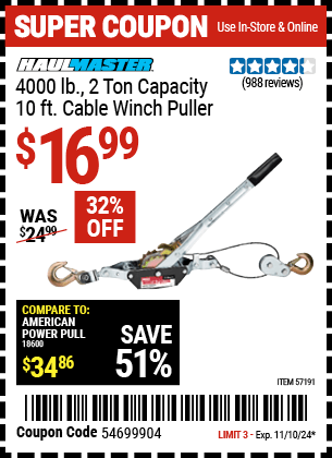 Harbor Freight Coupons, HF Coupons, 20% off - 57191