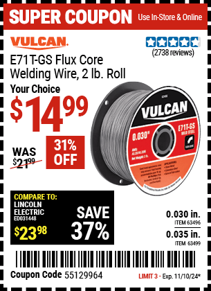 Harbor Freight Coupons, HF Coupons, 20% off - Flux Core Welding Wire