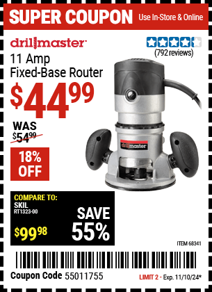 Harbor Freight Coupons, HF Coupons, 20% off - 2 Hp Fixed Base Router