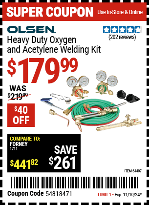 Harbor Freight Coupons, HF Coupons, 20% off - Heavy Duty Oxygen And Acetylene Welding Kit