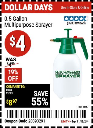 Harbor Freight Coupons, HF Coupons, 20% off - 0.5 Gallon Home And Garden Sprayer