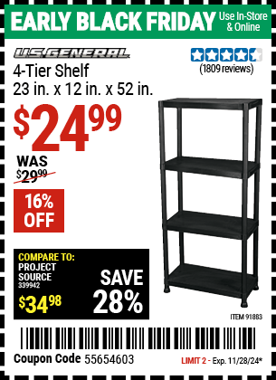 Harbor Freight Coupons, HF Coupons, 20% off - 4-tier Shelf Rack