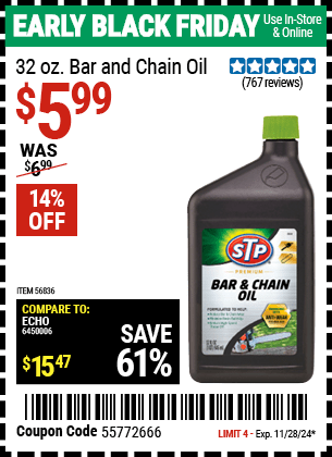 Harbor Freight Coupons, HF Coupons, 20% off - 32 Oz. Bar & Chain Oil