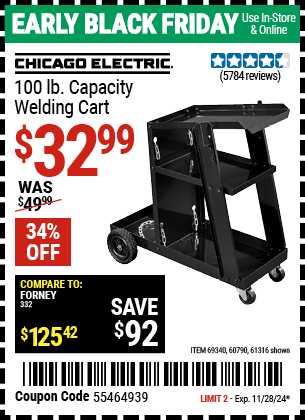 Harbor Freight Coupons, HF Coupons, 20% off - Mig-flux Welding Cart