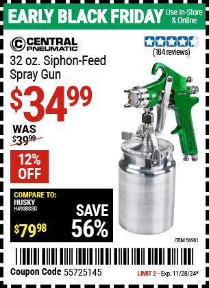 Harbor Freight Coupons, HF Coupons, 20% off - 32 Oz. Siphon Feed Spray Gun