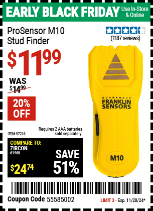 Harbor Freight Coupons, HF Coupons, 20% off - M10 Stud Finder