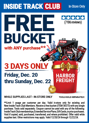 Harbor Freight Coupons, HF Coupons, 20% off - Harbor Freight Tools Bucket