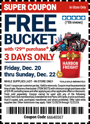 Harbor Freight Coupons, HF Coupons, 20% off - Harbor Freight Tools Bucket