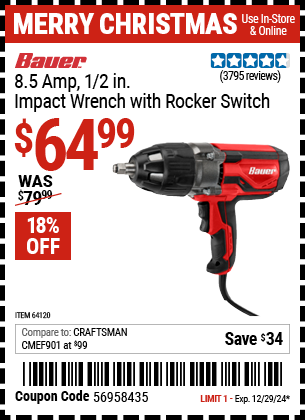 Harbor Freight Coupons, HF Coupons, 20% off - Bauer 1/2