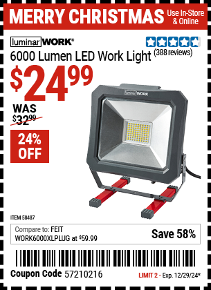 Harbor Freight Coupons, HF Coupons, 20% off - 6000 Lumen LED Work Light