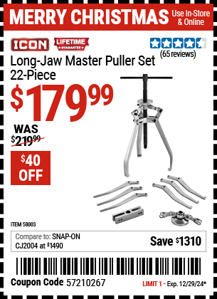 Harbor Freight Coupons, HF Coupons, 20% off - ICON Long Jaw Master Puller Set 