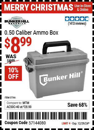 Harbor Freight Coupons, HF Coupons, 20% off - 0.50 Caliber Ammo Box