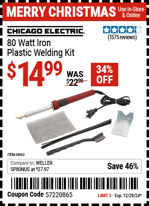 Harbor Freight Coupons, HF Coupons, 20% off - 80 Watt Iron Plastic Welding Kit