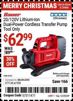 Harbor Freight Coupons, HF Coupons, 20% off - 20v Lithium-Ion Dual Power Transfer Pump