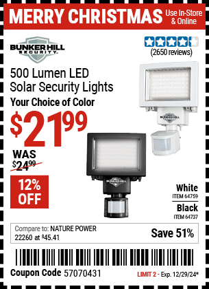 Harbor Freight Coupons, HF Coupons, 20% off - 500 Lumens Led Solar Security Light