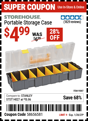 Harbor Freight Coupons, HF Coupons, 20% off - 9 Bin Portable Storage Case