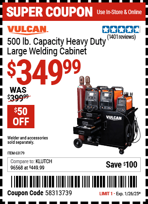 Harbor Freight Coupons, HF Coupons, 20% off - Vulcan Commercial Quality Heavy Duty Welding Cabinet