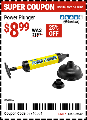 Harbor Freight Coupons, HF Coupons, 20% off - Power Plunger