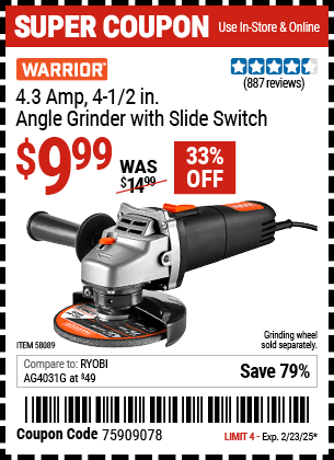 Harbor Freight Coupons, HF Coupons, 20% off - WARRIOR 4.3 Amp 