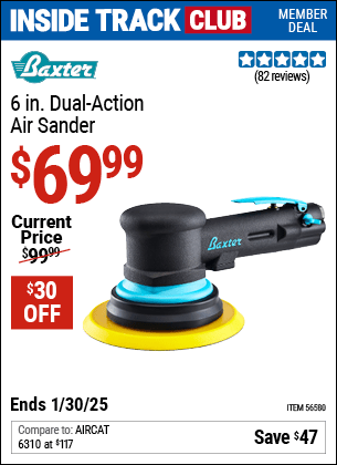 Harbor Freight Coupons, HF Coupons, 20% off - BAXTER 6 In. Dual Action Air Sander for $79.99