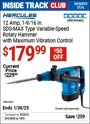 Harbor Freight Coupons, HF Coupons, 20% off - 12 Amp 1-9/16 in.  SDS Max-Type Variable Speed Rotary Hammer