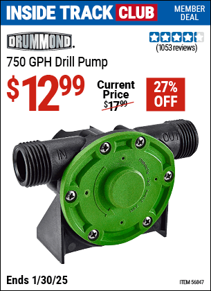 Harbor Freight Coupons, HF Coupons, 20% off - 750 GPH Drill Pump