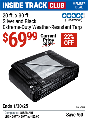 Harbor Freight Coupons, HF Coupons, 20% off - 20 Ft. X 30 Ft. Silver & Black Extreme Duty Weather Resistant Tarp