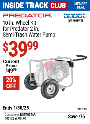 Harbor Freight Coupons, HF Coupons, 20% off - PREDATOR 10 in. Wheel Kit for Predator 2 In. Semi-Trash Water Pump 