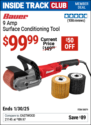 Harbor Freight Coupons, HF Coupons, 20% off - BAUER 9 Amp Surface Conditioning Tool for $99.99