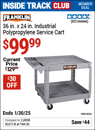 Harbor Freight Coupons, HF Coupons, 20% off - FRANKLIN 36 in. x 24 in. Polypropylene Industrial Service Cart 