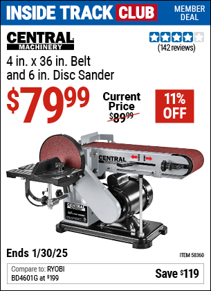 Harbor Freight Coupons, HF Coupons, 20% off - CENTRAL MACHINERY 4 in. x 36 in. Belt and 6 in. Disc Sander for $79.99