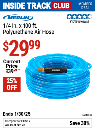 Harbor Freight Coupons, HF Coupons, 20% off - MERLIN 1/4 in. x 100 ft. Polyurethane Air Hose 