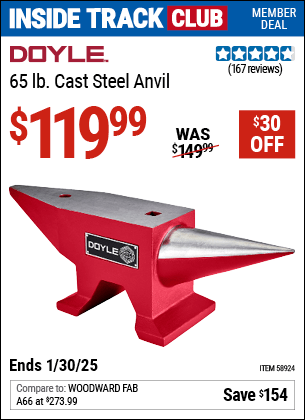 Harbor Freight Coupons, HF Coupons, 20% off - DOYLE 65 lb. Cast Steel Anvil for $139.99