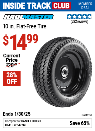 Harbor Freight Coupons, HF Coupons, 20% off - HAUL-MASTER 10 in. Flat-free Tire for $14.99