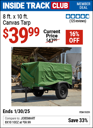 Harbor Freight Coupons, HF Coupons, 20% off - 8 ft. x 10 ft. Canvas Tarp for $34.99