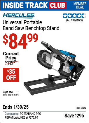 Harbor Freight Coupons, HF Coupons, 20% off - HERCULES Universal Portable Band Saw Benchtop Stand 