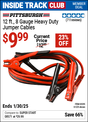 Harbor Freight Coupons, HF Coupons, 20% off - 12 Ft., 8 Gauge Heavy Duty Booster Cables