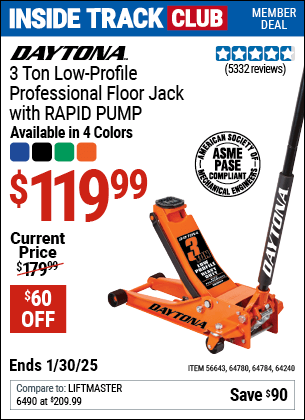 Harbor Freight Coupons, HF Coupons, 20% off - Daytona Rapid Pump 3 Ton Steel Low Profile Floor Jacks