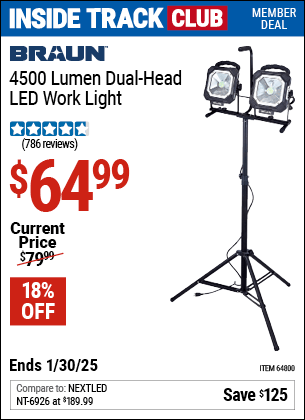 Harbor Freight Coupons, HF Coupons, 20% off - 4500 Lumen Dual Head Led Work Light