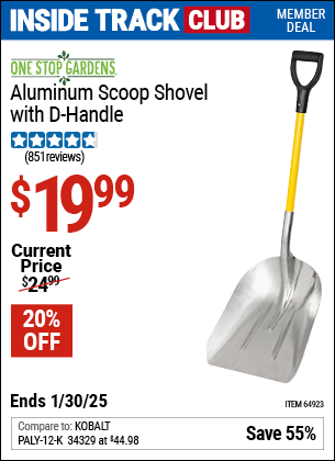 Harbor Freight Coupons, HF Coupons, 20% off - Aluminum Scoop Shovel With D-handle