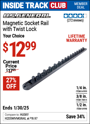 Harbor Freight Coupons, HF Coupons, 20% off - Magnetic Twist Lock Socket Rails