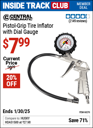 Harbor Freight Coupons, HF Coupons, 20% off - Pistol Grip Tire Inflator With Gauge