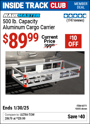 Harbor Freight Coupons, HF Coupons, 20% off - 500 Lb. Capacity Aluminum Cargo Carrier