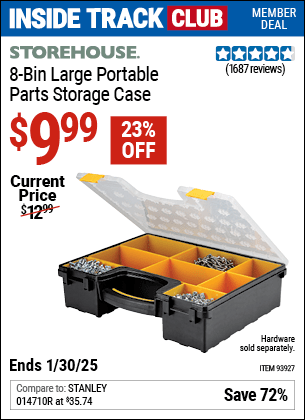 Harbor Freight Coupons, HF Coupons, 20% off - 8 Bin Large Portable Parts Storage Case