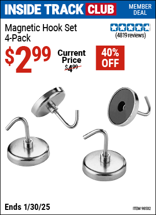 Harbor Freight Coupons, HF Coupons, 20% off - 4 Piece Magnetic Hook Set