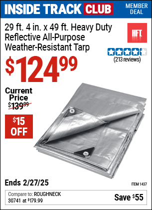 Harbor Freight Coupons, HF Coupons, 20% off - HFT 29 ft. 4 in. x 49 ft. Silver/Heavy Duty Reflective All Purpose/Weather Resistant Tarp for $129.99